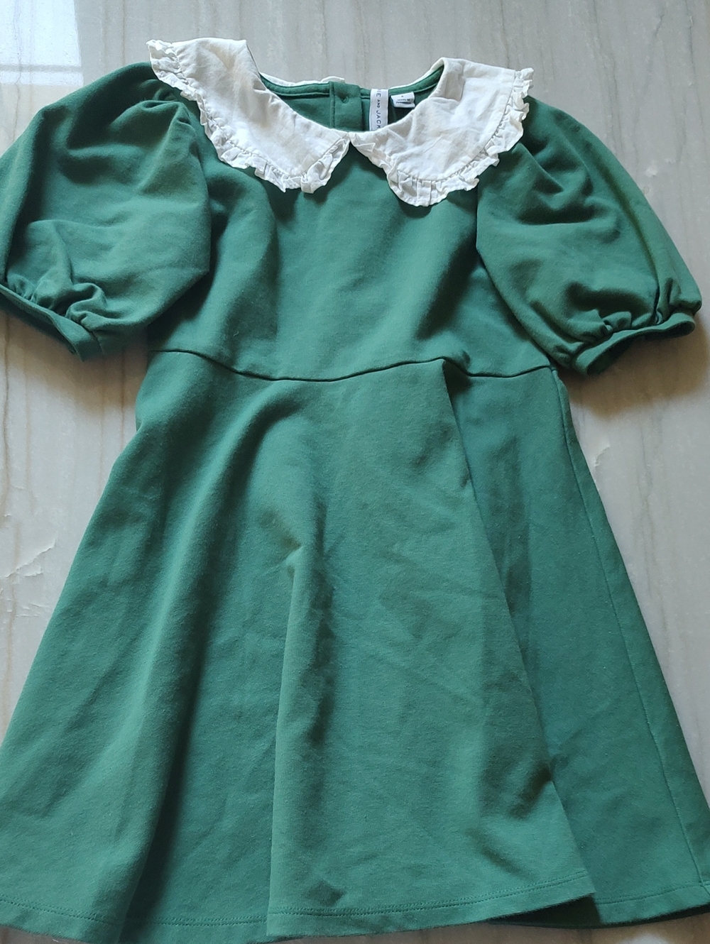 Janie And Jack Green Dress with White Peter Pan Collar - Kids Dress